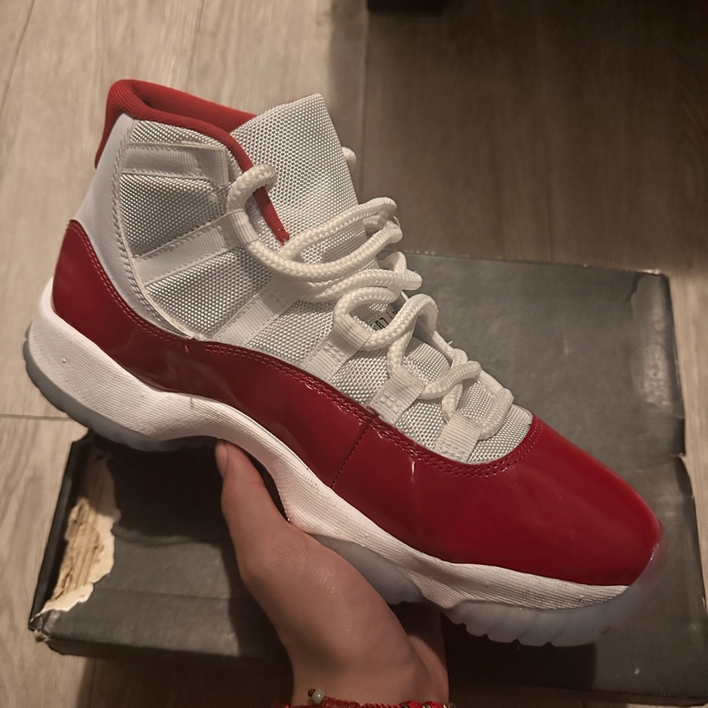 Jordan Red and White High-Top Sneakers